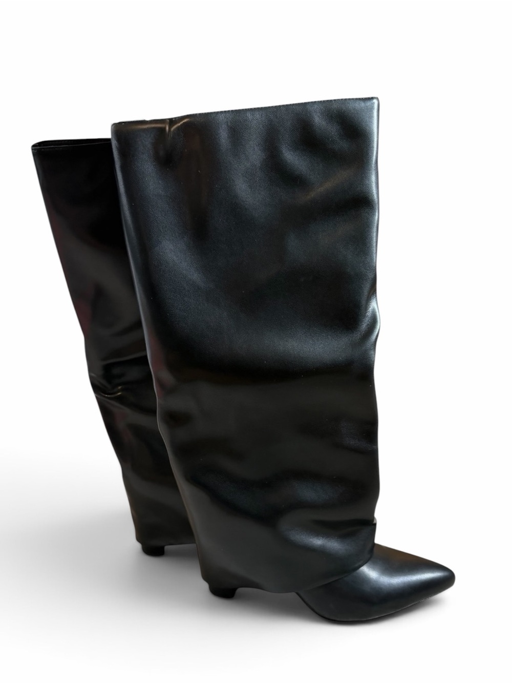 Black Slouchy Pointed-Toe Boots
